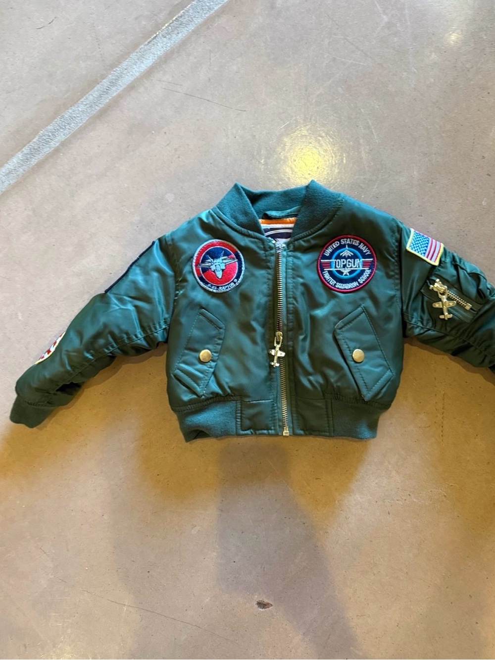Top Gun Kids' Green Bomber Jacket with Patches